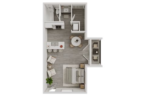 Floor plan for studio, 1 bath, 448 sqft